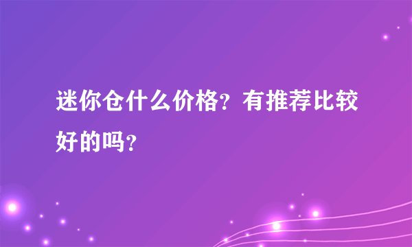 迷你仓什么价格？有推荐比较好的吗？