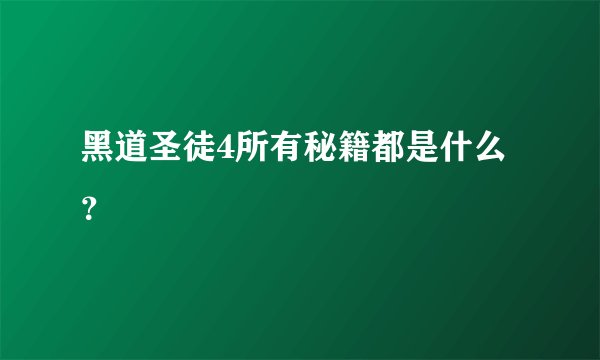 黑道圣徒4所有秘籍都是什么？