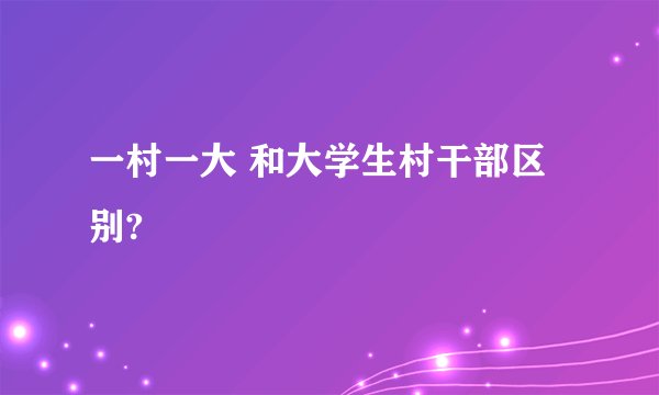 一村一大 和大学生村干部区别?