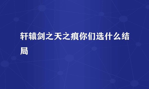 轩辕剑之天之痕你们选什么结局