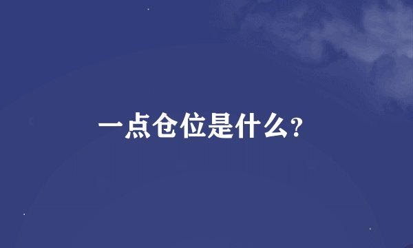 一点仓位是什么？