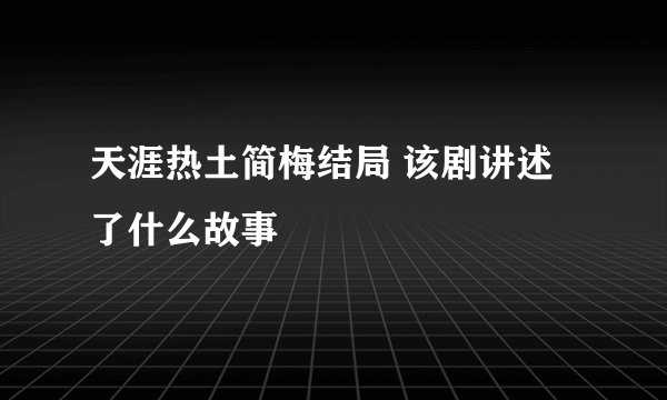 天涯热土简梅结局 该剧讲述了什么故事