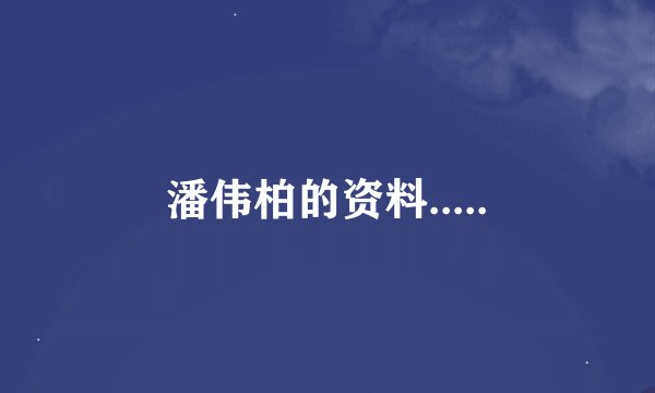 潘伟柏的资料.....