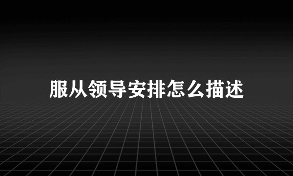 服从领导安排怎么描述