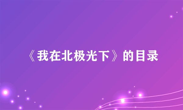 《我在北极光下》的目录