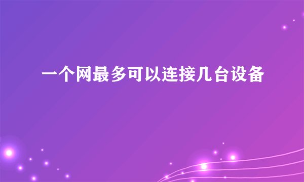 一个网最多可以连接几台设备