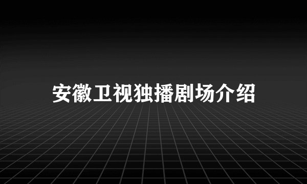 安徽卫视独播剧场介绍