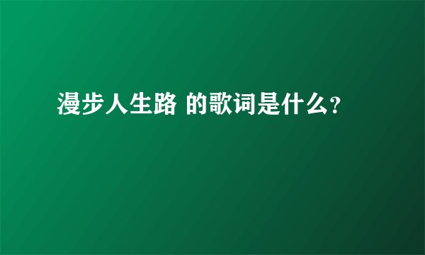 漫步人生路 的歌词是什么？