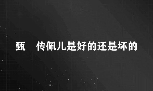 甄嬛传佩儿是好的还是坏的