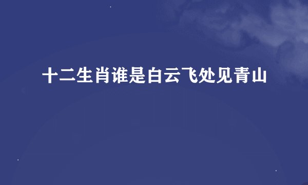 十二生肖谁是白云飞处见青山