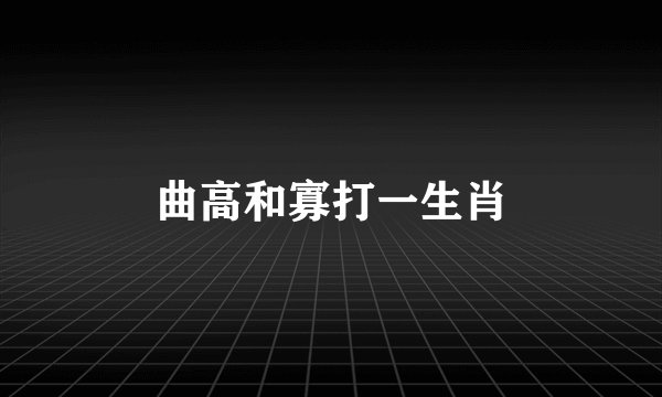 曲高和寡打一生肖