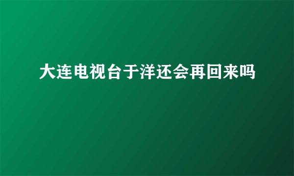大连电视台于洋还会再回来吗