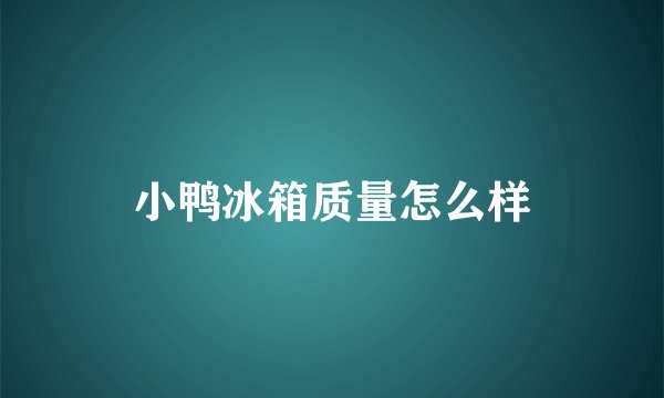 小鸭冰箱质量怎么样