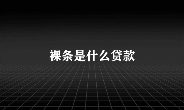 裸条是什么贷款