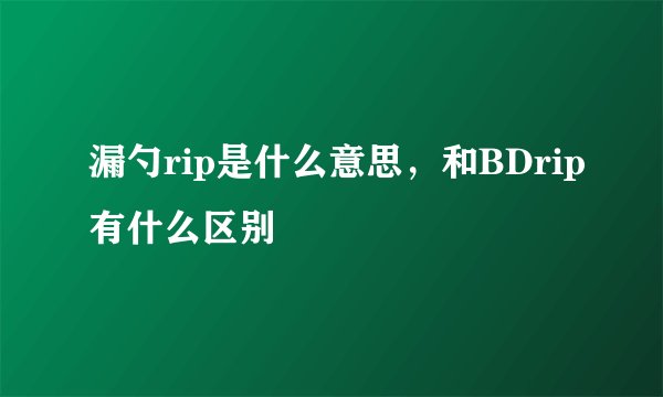 漏勺rip是什么意思，和BDrip有什么区别