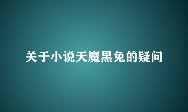 关于小说天魔黑兔的疑问
