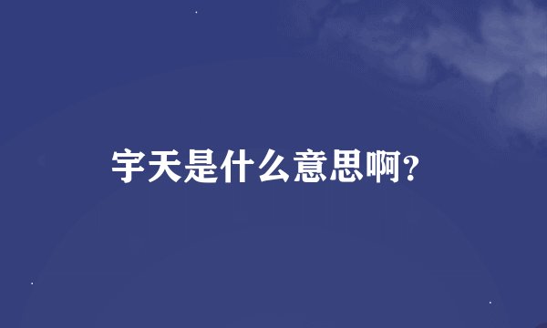 宇天是什么意思啊？