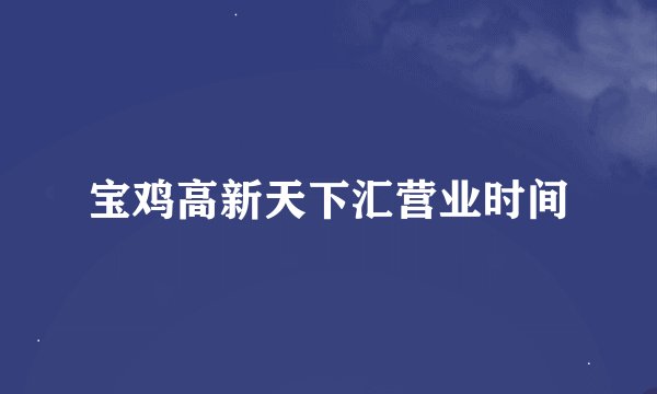 宝鸡高新天下汇营业时间