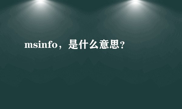 msinfo，是什么意思？