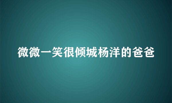 微微一笑很倾城杨洋的爸爸