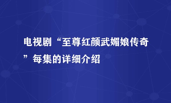 电视剧“至尊红颜武媚娘传奇”每集的详细介绍