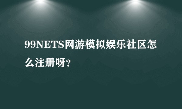 99NETS网游模拟娱乐社区怎么注册呀？