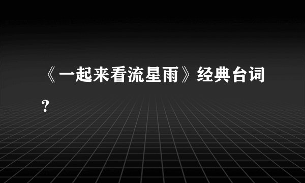 《一起来看流星雨》经典台词？
