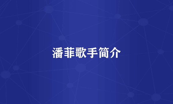 潘菲歌手简介