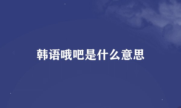 韩语哦吧是什么意思