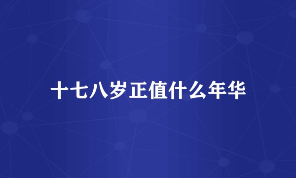 十七八岁正值什么年华