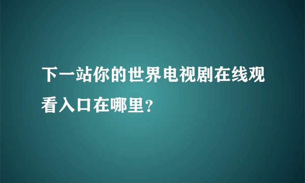 下一站你的世界电视剧在线观看入口在哪里？