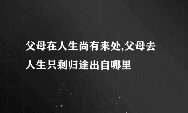 父母在人生尚有来处,父母去人生只剩归途出自哪里
