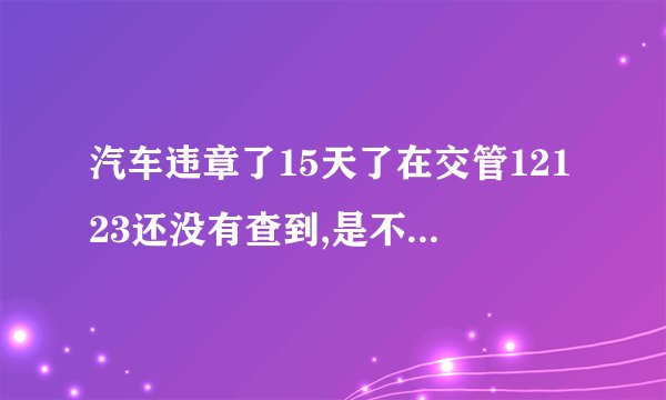 汽车违章了15天了在交管12123还没有查到,是不是就没有了