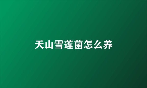 天山雪莲菌怎么养