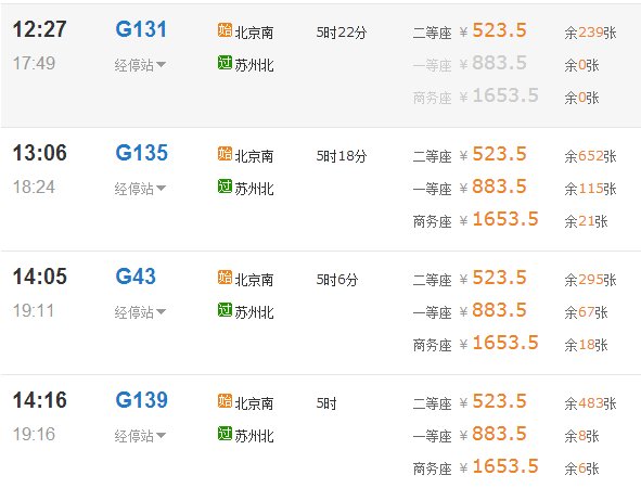 北京到苏州高铁需要多少时间啊