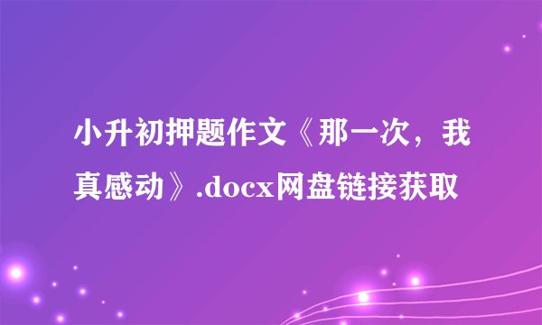 小升初押题作文《那一次，我真感动》.docx网盘链接获取