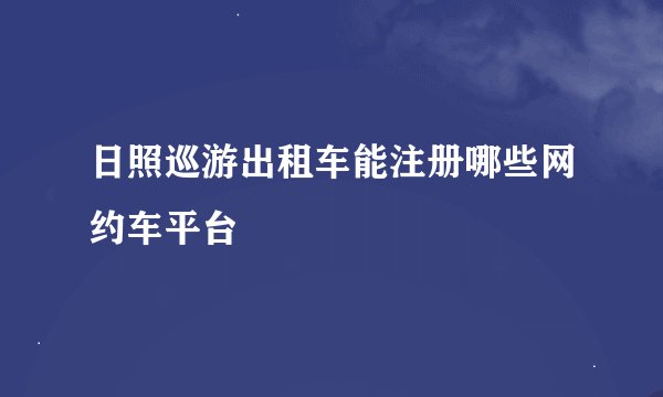 日照巡游出租车能注册哪些网约车平台