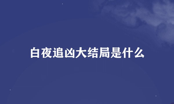 白夜追凶大结局是什么