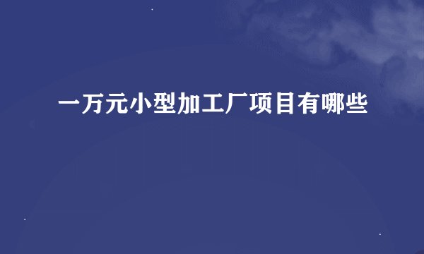 一万元小型加工厂项目有哪些
