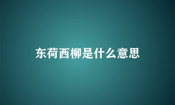 东荷西柳是什么意思