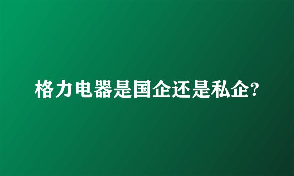 格力电器是国企还是私企?
