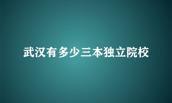 武汉有多少三本独立院校