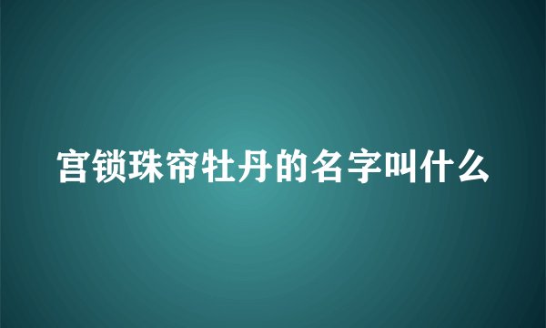 宫锁珠帘牡丹的名字叫什么