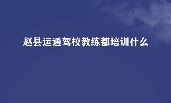 赵县运通驾校教练都培训什么