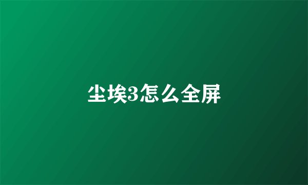 尘埃3怎么全屏
