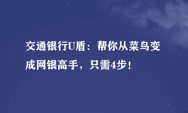 交通银行U盾：帮你从菜鸟变成网银高手，只需4步！