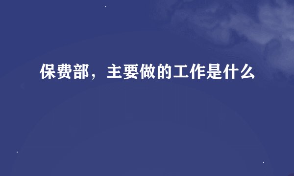 保费部，主要做的工作是什么