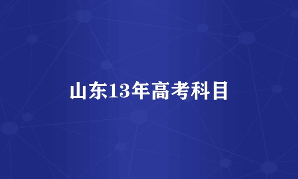 山东13年高考科目