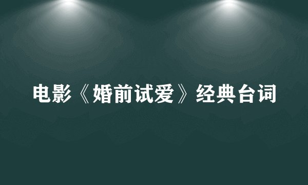 电影《婚前试爱》经典台词