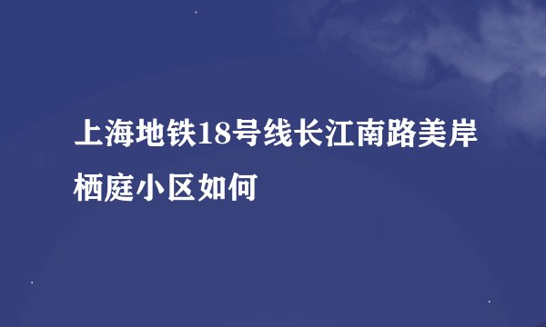 上海地铁18号线长江南路美岸栖庭小区如何